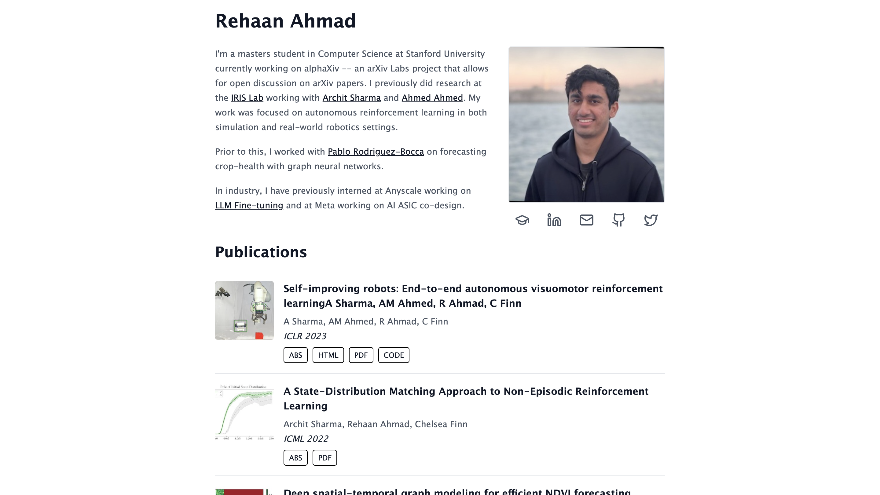 Rehaan Ahmad's Research Profile